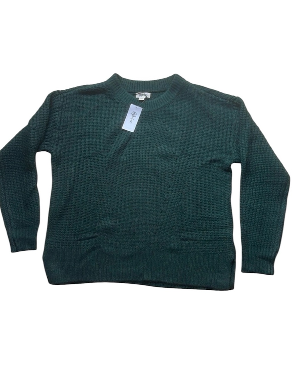 Style & Co. NWT Chunky-Knit Crewneck Sweater in Evergreen Size Large NEW